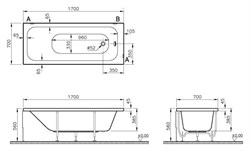 Акриловая ванна Vitra Balance 55180001000 170x70 - фото 82541