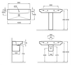 Раковина Jacob Delafon Reve E4801 100 см - фото 83943