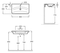 Раковина Jacob Delafon Replay 2 E4486 80 см - фото 84015