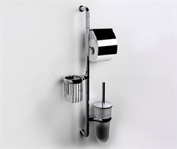 Настенная стойка (держатель туалетной бумаги с крышкой, ерш подвесной матовое стекло, держатель осв Wasserkraft K-1438 - фото 85041