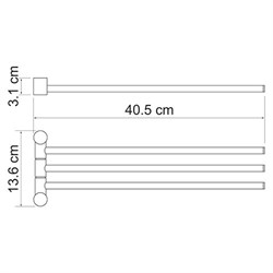 Держатель полотенец 3-е рога, "матовый хром" Wasserkraft K-1933 - фото 85111