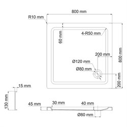 Душевой поддон Wasserkraft Amper 29T02 80*80 см - фото 85156